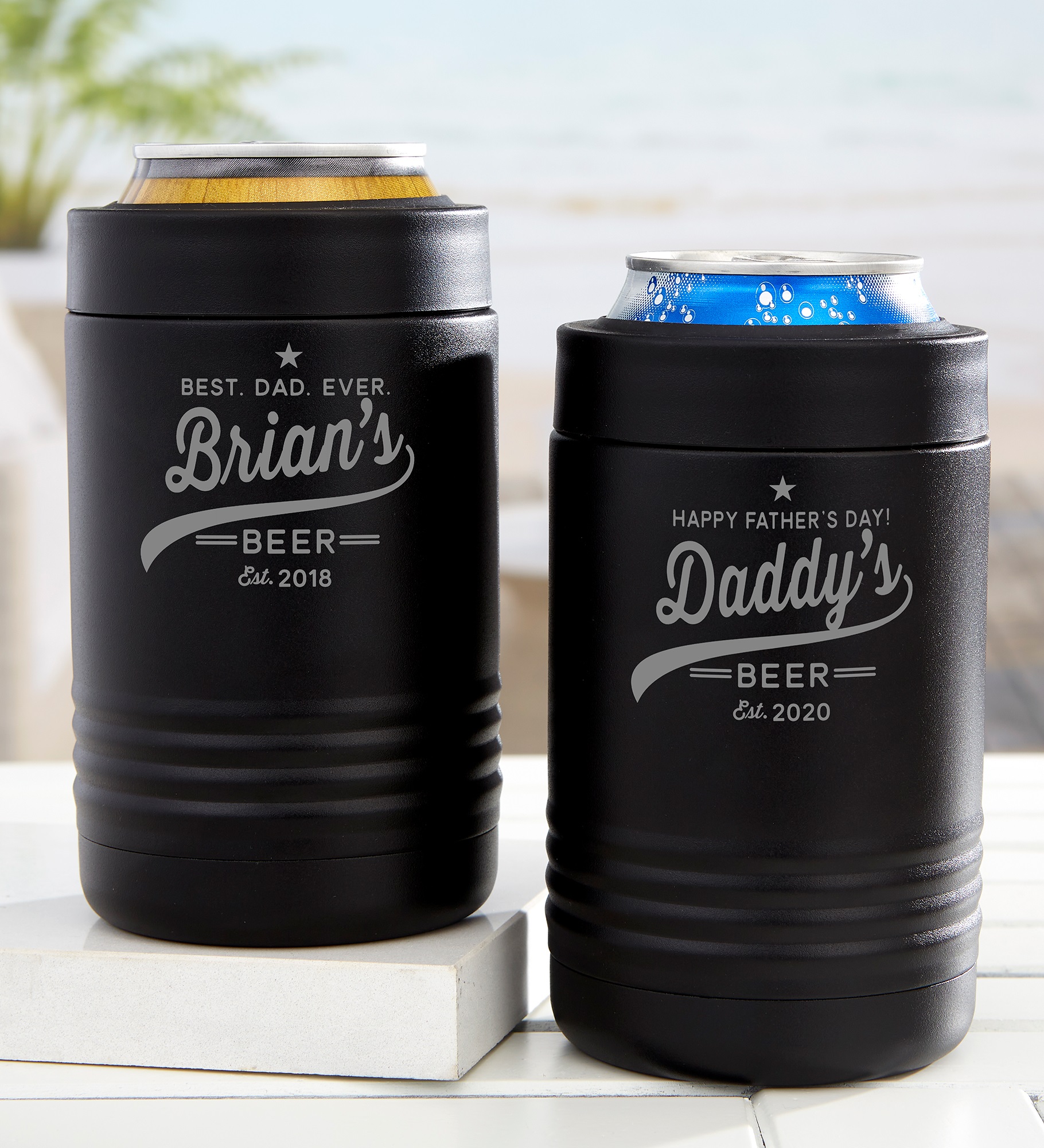 Dad&#39;s Brewing Company Personalized Stainless Insulated Beer Can Holder